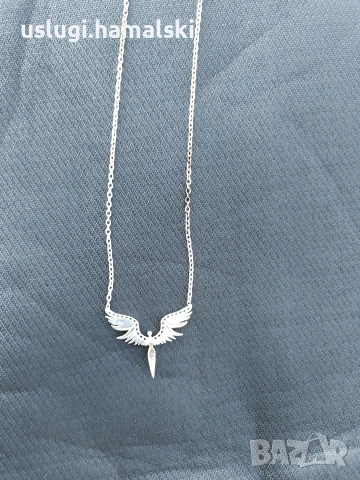 Сребърен медальон/колие с камъчета, снимка 4 - Колиета, медальони, синджири - 53856197