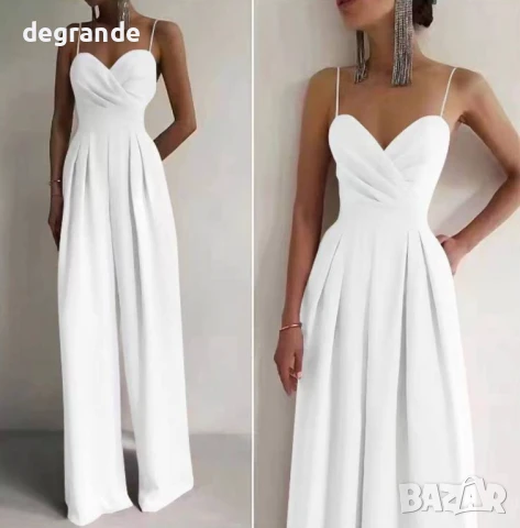 Дамски стилен гащеризон с тънки презрамки 