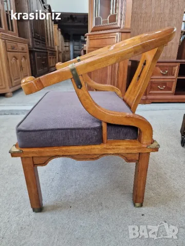 Ръчно изработен масивен акцентен стол в стил подкова Джеймс Монт!-внос от Германия!, снимка 7 - Столове - 50344480