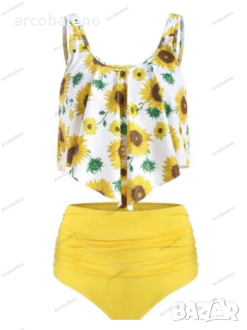 Дамски бански костюм с висока талия и волани, 15цвята, снимка 8 - Бански костюми - 44526077