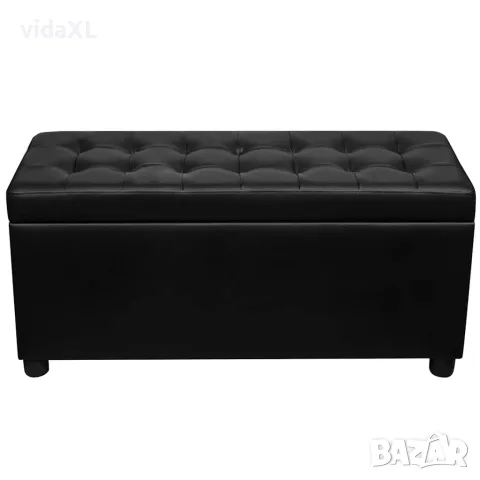 vidaXL Табуретка-ракла тип отоманка, изкуствена кожа, черна, снимка 3 - Ракли - 56146456