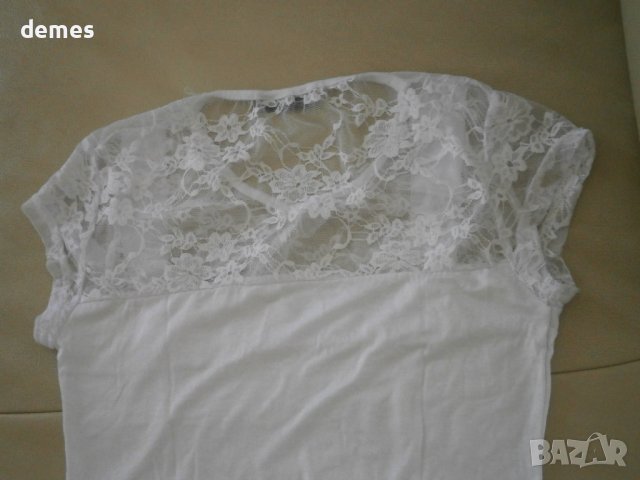 Дамска бяла тениска  с дантела Lily Doll, размер S, снимка 7 - Тениски - 41067819