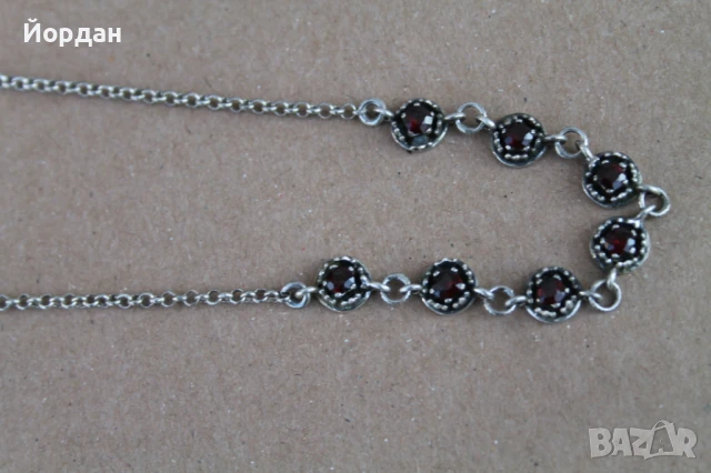 Сребърно колие с камъни гранати, снимка 5 - Колиета, медальони, синджири - 50772301
