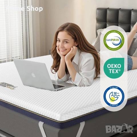 180x200см - Топ матрак BedStory, 7.5 см с мемори пяна и перящ се калъф , снимка 7 - Матраци - 53749929