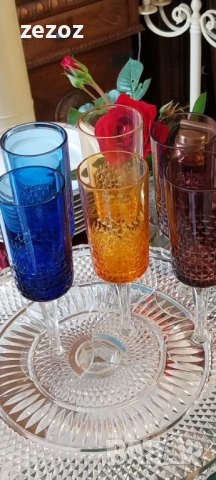 Ретро цветни чаши, снимка 3 - Чаши - 53110459