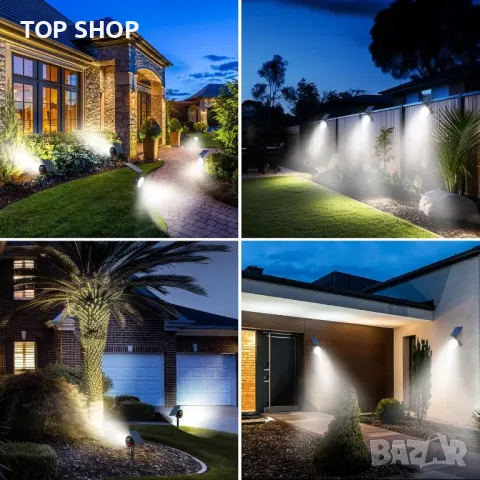 nipify Соларни прожектори за градина, 4 броя, автоматично включване/изключване, снимка 6 - Соларни лампи - 49487932