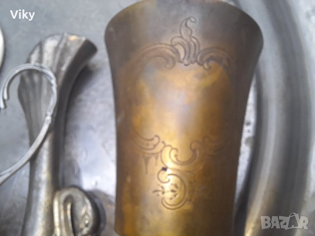 Посребрени старинни медни прибори, снимка 5 - Колекции - 42299034