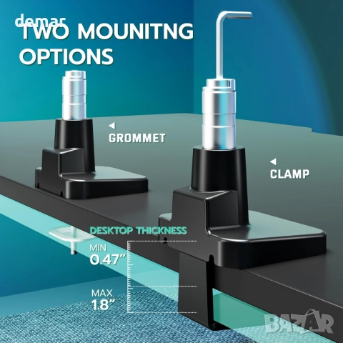 ARES WING газово пружинно рамо за ултраширок монитор плосък/извит 57", снимка 4 - Монитори - 52064697