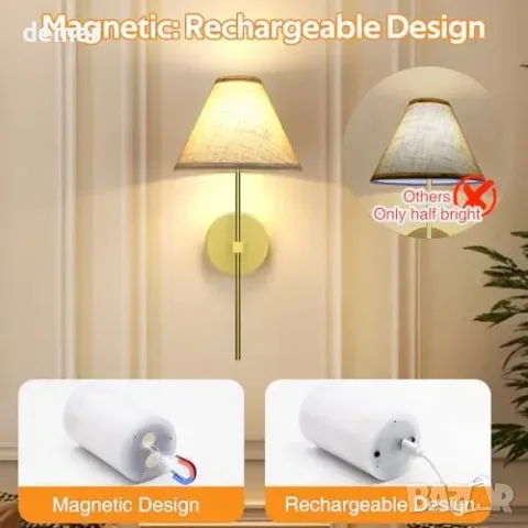 Смарт LED аплици 2 бр. акумулаторни с дистанционно, RGB, снимка 6 - Лампи за стена - 55849756