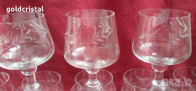 Ретро стъклени чаши гравирани, снимка 3 - Антикварни и старинни предмети - 18918918