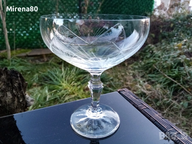 Български кристален сервиз за шампанско, снимка 4 - Сервизи - 53694966