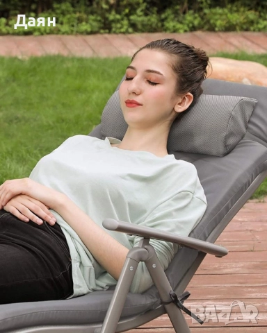 Сгъваем шезлонг с матрак 6см и възглавница SONGMICS 150кг, снимка 8 - Градински мебели, декорация  - 52008324