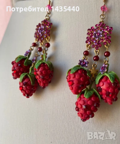 Ръчно изработени обици от серията “Забранения плод”, снимка 2 - Обеци - 51110980