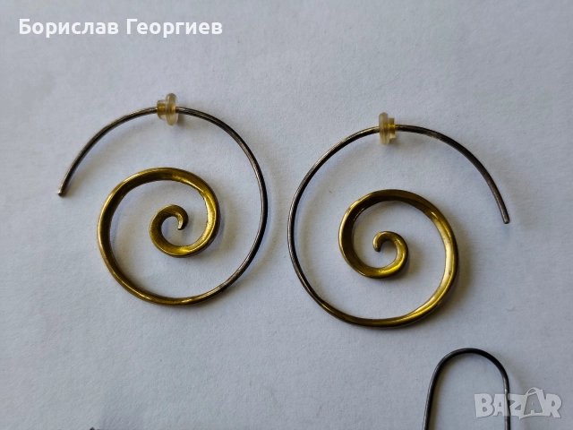 Обеци със сребро и метал, снимка 5 - Обеци - 52812256