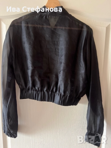 Уникално ново  черно ежедневно елегантно тънко яке с прозрачни ръкави OYSHO Oysho , снимка 2 - Якета - 51606883