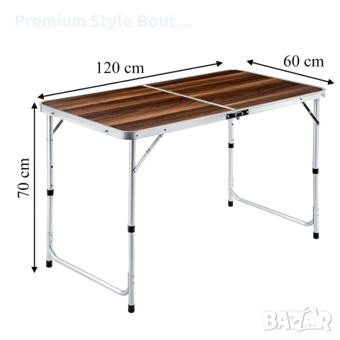 Комплект сгъваема къмпинг маса с 4 стола, Регулируема височина, Дизайн "куфар", снимка 11 - Маси - 53834268