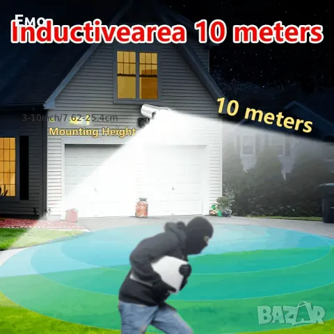 1 бр. Ултра-ярка 2000LM Соларна LED Външна Стенна Лампа, снимка 8 - Соларни лампи - 48691659