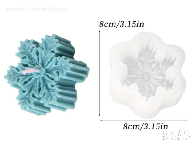 Снежинка снежинки различни модели силиконов молд форма свещи гипс сапун смола фондан , снимка 3 - Форми - 52297228