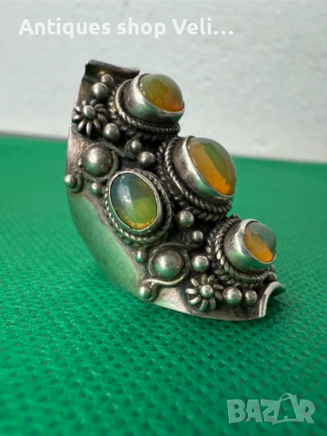 Сребърен пръстен с опали №7464 , снимка 5 - Антикварни и старинни предмети - 51987975
