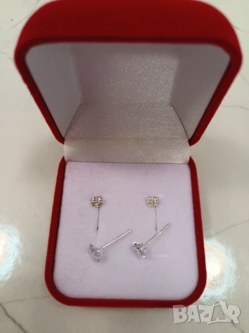 Сребърни обеци, обици с камък, снимка 3 - Обеци - 53214112