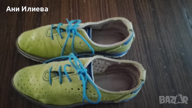 Спортни обувки естествена кожа цвят лайм/ авокадо/киви, снимка 2 - Дамски ежедневни обувки - 41598793