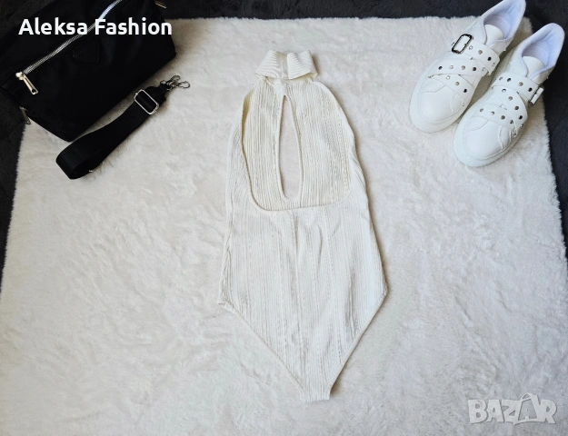 Кремаво боди с гол гръб , снимка 4 - Потници - 47560534