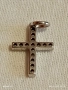 Сребърен медальон кръст с инкрустирани кристали ювелирна изработка 52357, снимка 5
