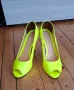 Искрящо/ ярко жълти, лачени, високи дамски обувки Daris, 39 номер, снимка 1