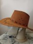 Кафява велурена каубойска шапка, снимка 1 - Шапки - 41491785