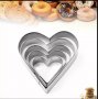 5 размера издължени сърца сърце метални резци резец форми сладки тесто фондан, снимка 1 - Форми - 35834615