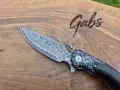 Сгъваем нож дамаска стомана с кожена кания SD17, снимка 6