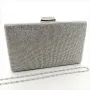 Клъч тип плик, официална дамска чанта с камъни сребриста, снимка 1