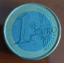 Монета 1 евро Германия 2002г. минт / буква F / 1 euro Germany 2002 letter F, снимка 1
