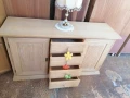 Скрин изработен изцяло от естествено дърво. С 4 чекмеджета и 2 врати. , снимка 2
