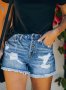 Дамски улични хипстърски скъсани дънкови къси панталони , снимка 6