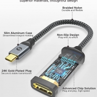 Warrky USB C към 4K HDMI адаптер, позлатен конектор против смущения, Thunderbolt 3, снимка 2 - Кабели и адаптери - 36039828