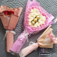 Бюджетни букети от сапунени рози и бонбон , снимка 6 - Подаръци за жени - 44533486