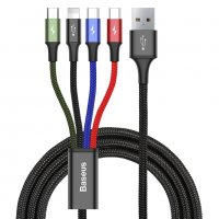 Захранващ кабел Baseus 4в1, 3в1, Type-C, Lightning, USB-C,DATA, 3.5A, FAST Charge, снимка 2 - USB кабели - 38734834
