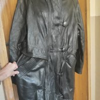 Черно яке-манто от естествена кожа с качулка 3ХЛ, снимка 4 - Палта, манта - 34605181