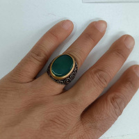 сребърен пръстен със зелен камък, снимка 4 - Други - 44766437