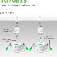 ALUSSO LIGHTING 6W димируеми LED луни за осветление 68-75 мм, 6 броя, снимка 7 - Лед осветление - 44387659