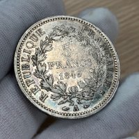 5 франка 1849 г, Франция - сребърна монета, снимка 1 - Нумизматика и бонистика - 42349798