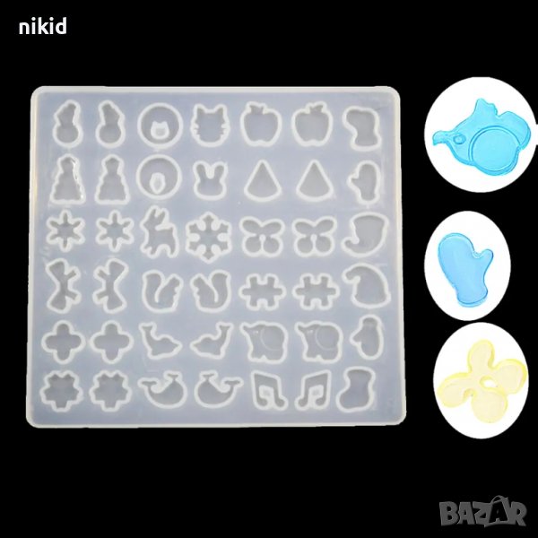 42 дребни различни фигурки форми силиконов молд форма фондан смола обеци бижу бижута декор украса, снимка 1