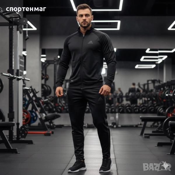 Мъжки анцуг ADIDAS CLASSIC черен/бяло или черен/сиво, снимка 1