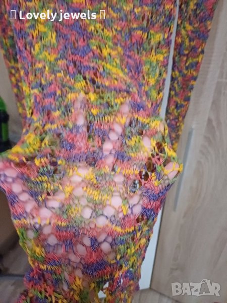 Рокля за плаж плетена многоцветна, снимка 1