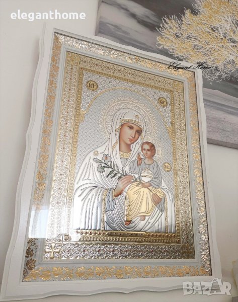 Икона с дървена рамка Пресвета Богородица е иконата "Неувяхващ цвят, снимка 1