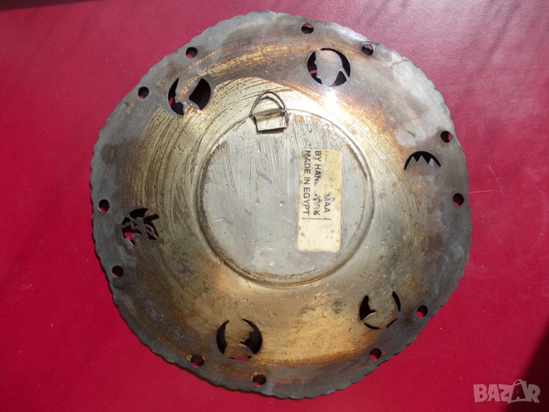 Старинна, египетска чиния, ръчна изработка, богата украса с орнаменти, снимка 1