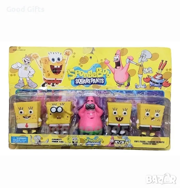 Голям комплект 5броя фигурки Спондж Боб и Патрик, Фигурки SpongeBob, снимка 1