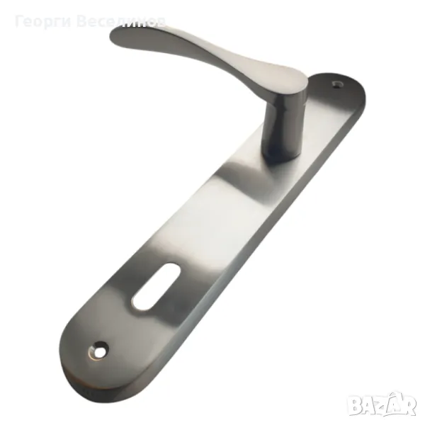 Дръжка за интериорна врата, Linea Bertomani, с щит и леко извити дръжки, снимка 1