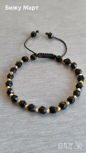 Гривна на конец със кристали и златна мъниста , снимка 1